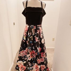 beautiful long black floral dress